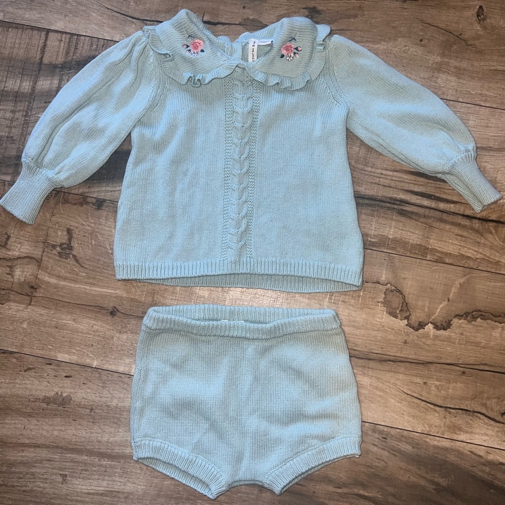 Janie and Jack Baby Embroidered Flower Sweater Matching Set